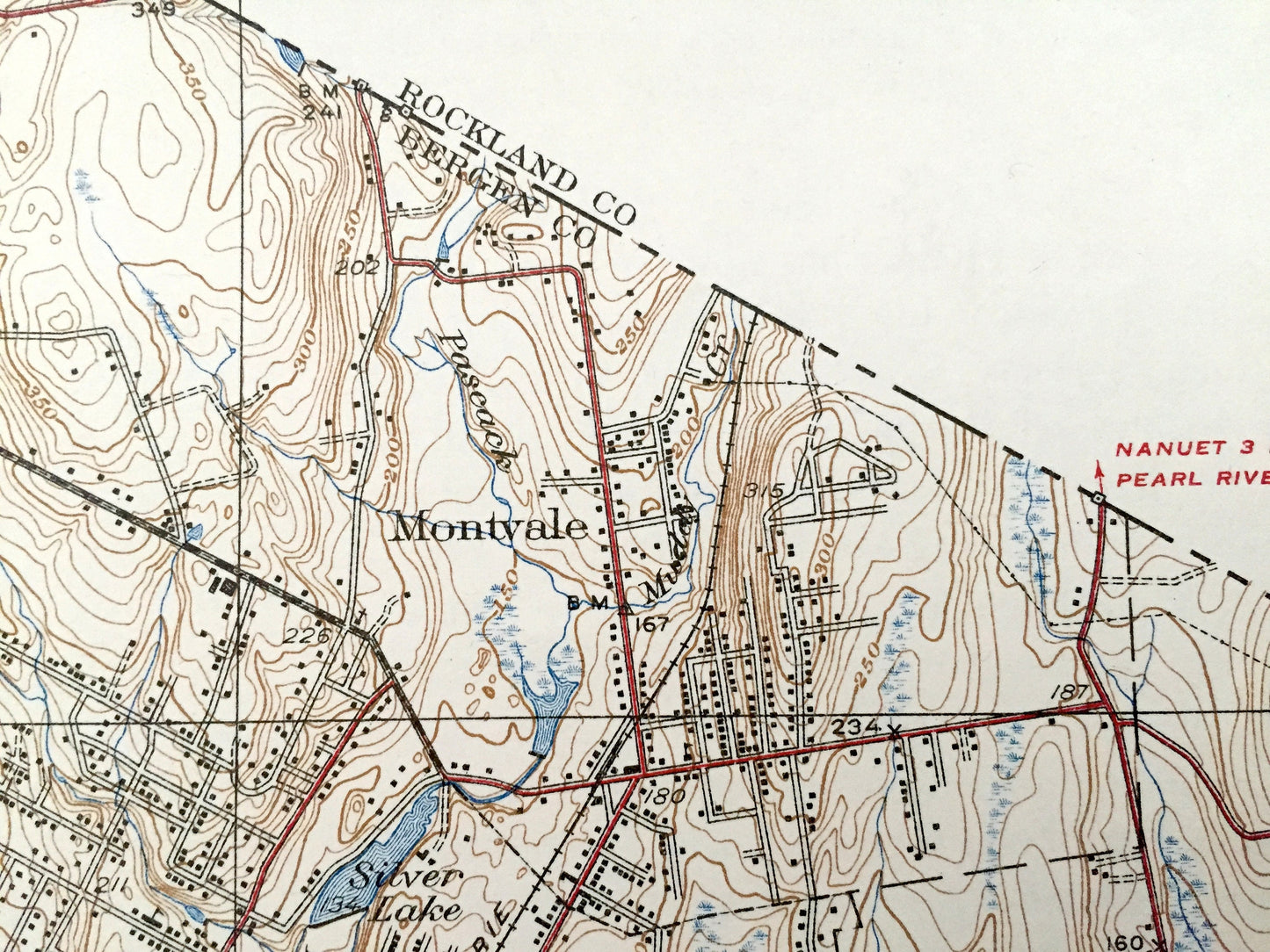 Antique Park Ridge, New Jersey 1939 US Geological Survey Map – Bergen County, Montvale, Hohokus, Woodcliff Lake, Washington, Rivervale, NJ