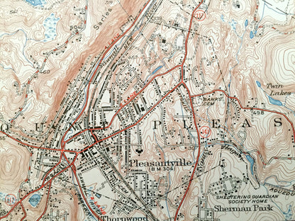 Antique Ossining, New York 1943 US Geological Survey Topographic Map – Hudson River, Croton, Cortlandt Yorktown Somers Westchester County NY