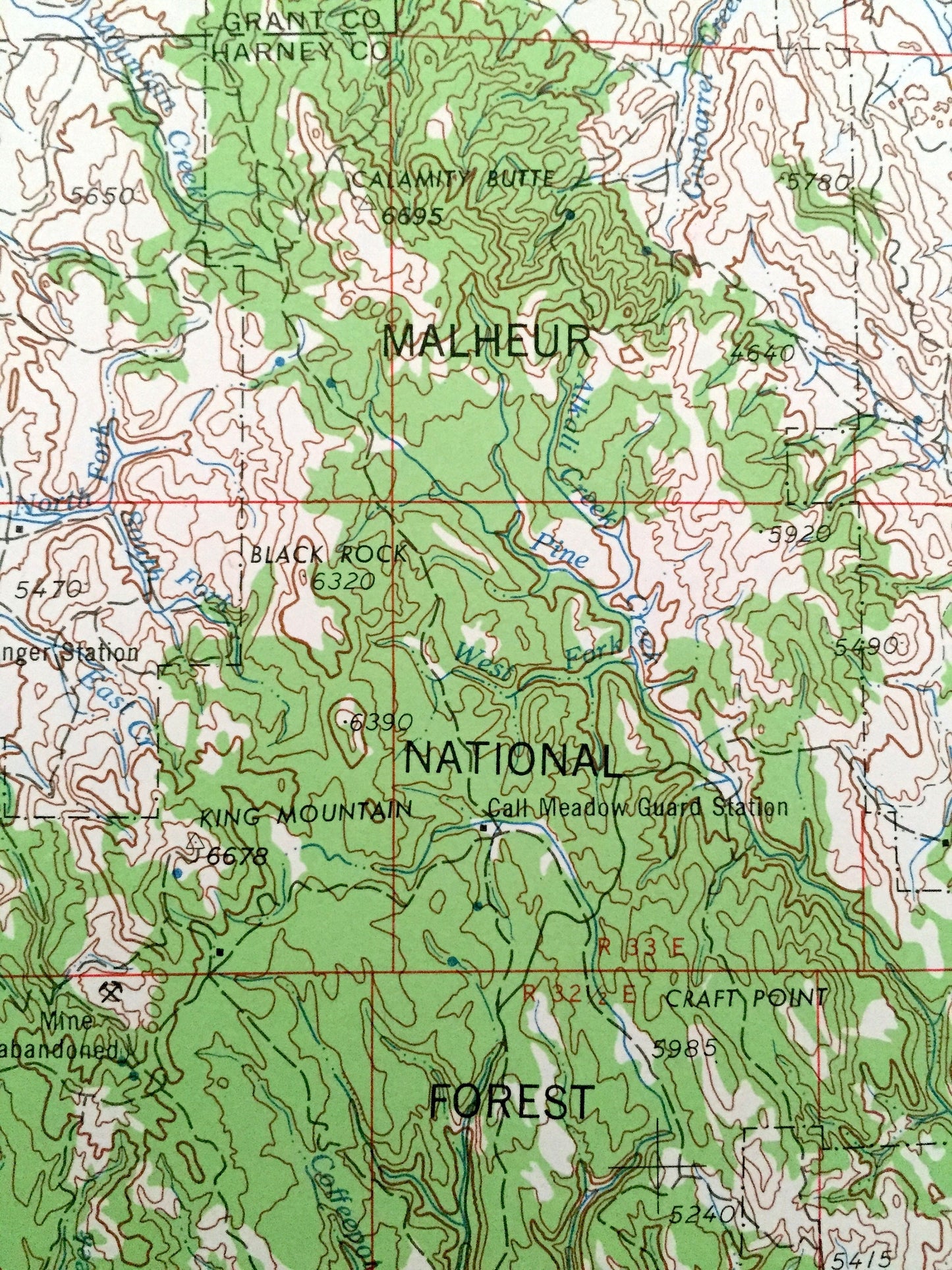 Antique Burns, Oregon 1955 US Geological Survey Topographic Map – Harney County, Hines, Buchanan, Riley Wagontire Malheur National Forest OR