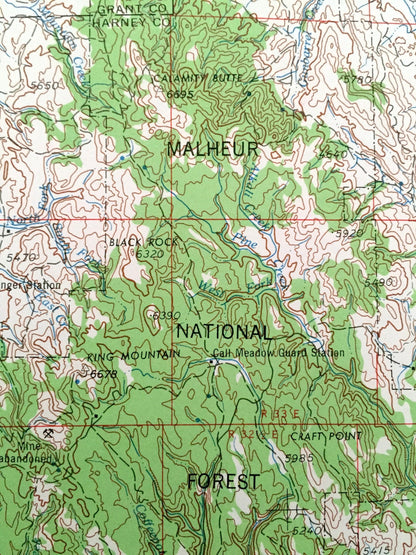 Antique Burns, Oregon 1955 US Geological Survey Topographic Map – Harney County, Hines, Buchanan, Riley Wagontire Malheur National Forest OR