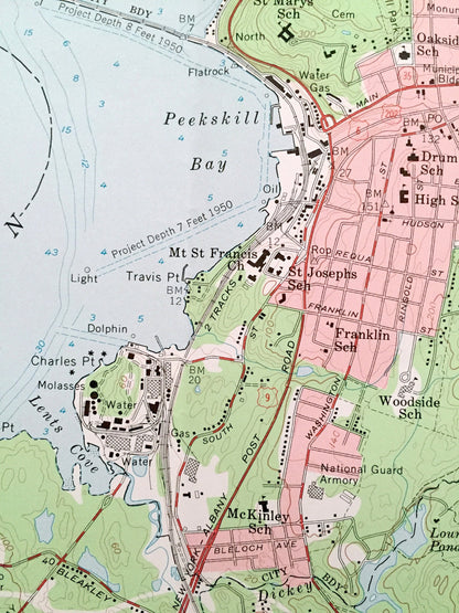 Antique Peekskill, New York 1957 US Geological Survey Topographic Map – Westchester County, Verplanck Toddville Glenclyffe Palisades Park NY