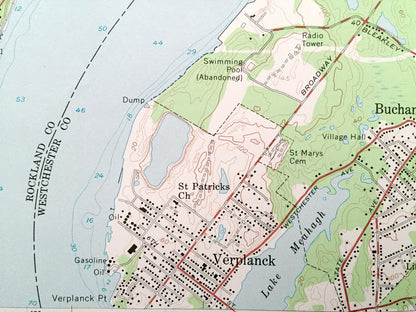 Antique Peekskill, New York 1957 US Geological Survey Topographic Map – Westchester County, Verplanck Toddville Glenclyffe Palisades Park NY