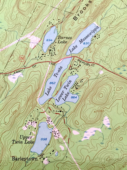 Antique Popolopen Lake, New York 1957 US Geological Survey Topographic Map – Orange, Rockland County, West Point, Highlands Woodbury Camp NY