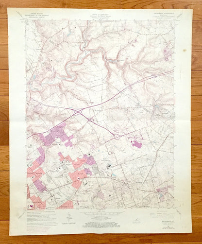 Antique Anchorage, Kentucky 1965 US Geological Survey Topographic Map – Jefferson, Oldham County, Louisville, Graymoor, Middletown, KY