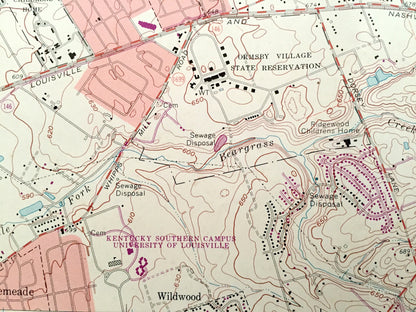 Antique Anchorage, Kentucky 1965 US Geological Survey Topographic Map – Jefferson, Oldham County, Louisville, Graymoor, Middletown, KY