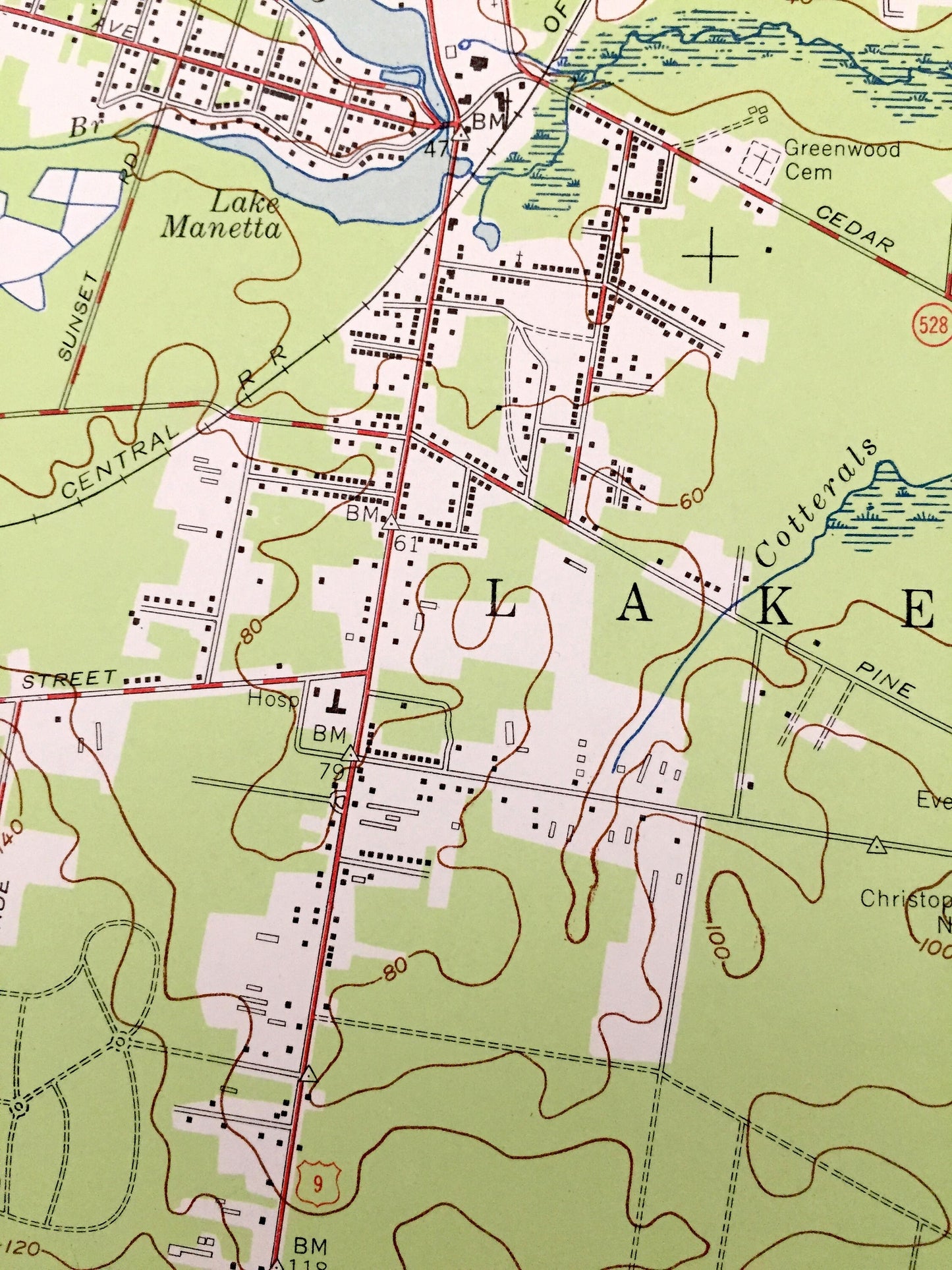 Antique Lakewood, New Jersey 1954 US Geological Survey Topographic Map – Ocean, Monmouth County, Brick, Toms River, Dover, Manchester, NJ