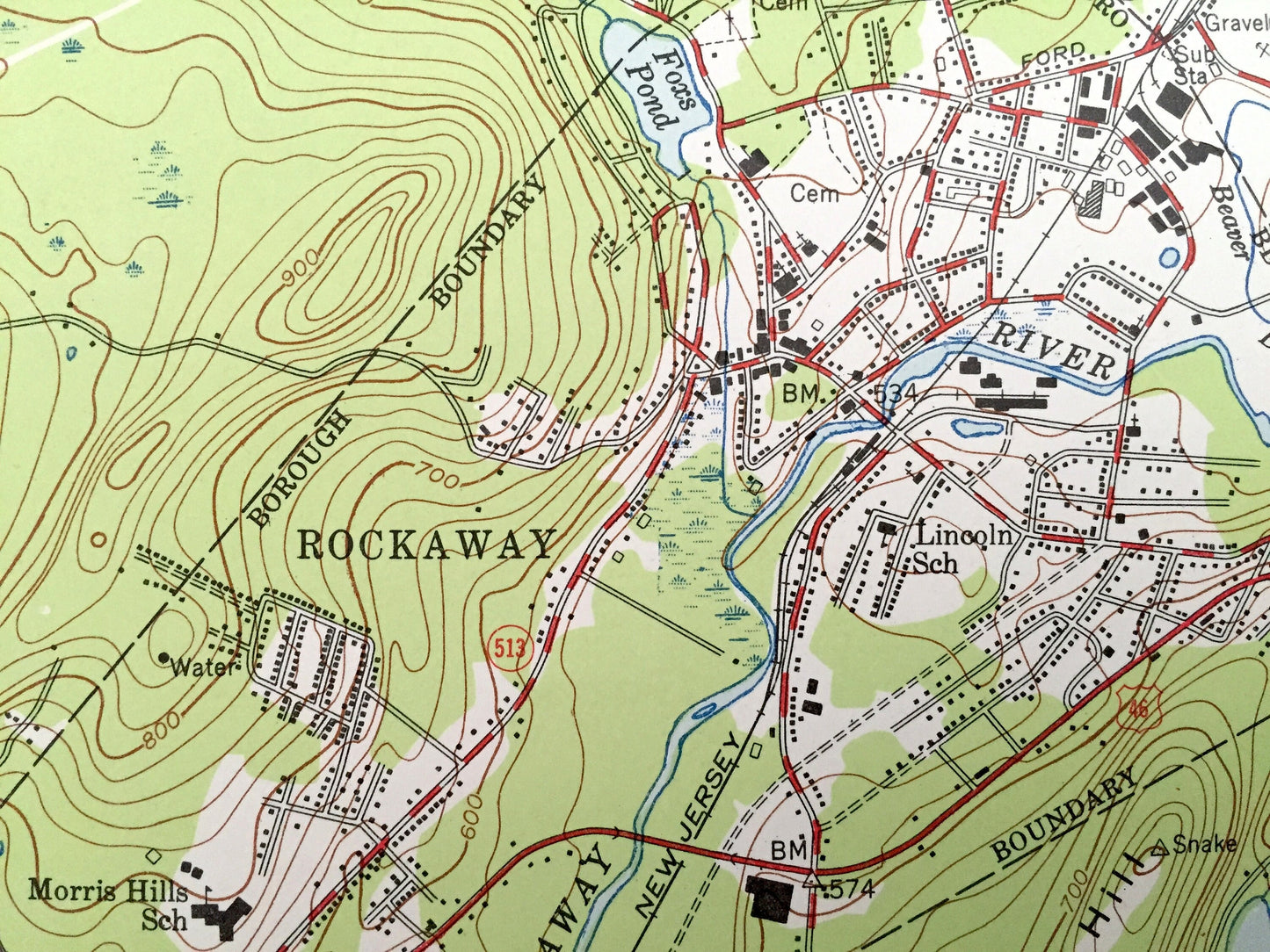 Antique Dover, New Jersey 1954 US Geological Survey Topographic Map – Morris, Sussex County, Jefferson, Rockaway, Roxbury, Denville, Wharton