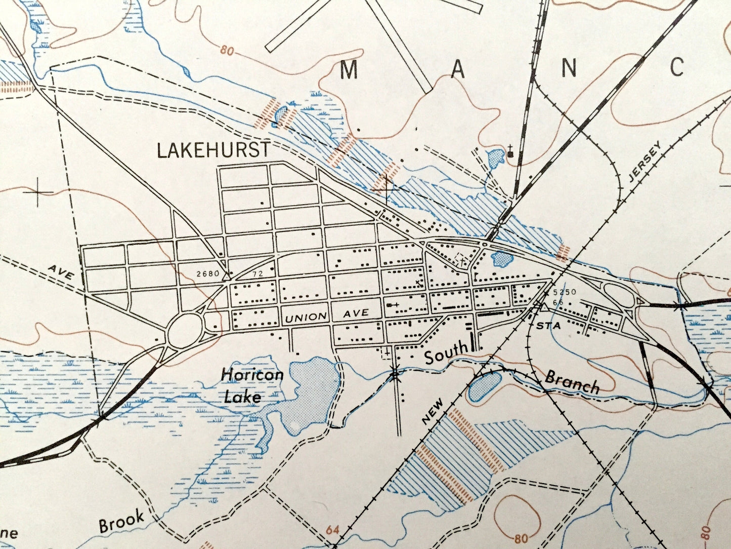 Antique Lakehurst, New Jersey 1947 US Geological Survey Topographic Map – Ocean County, Jackson, Manchester Dover Lakewood Pleasant Grove NJ