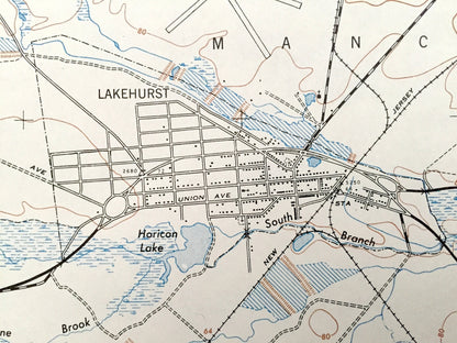 Antique Lakehurst, New Jersey 1947 US Geological Survey Topographic Map – Ocean County, Jackson, Manchester Dover Lakewood Pleasant Grove NJ