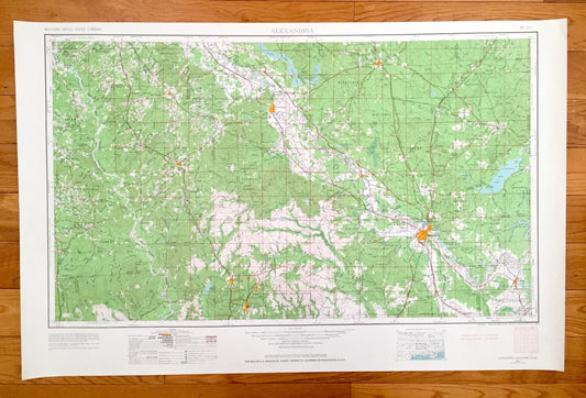 Antique Alexandria, Louisiana 1953 US Geological Survey Topographic Map – Pineville, Marksville, Lecompte, Natchitoches, Winnfield Colfax LA