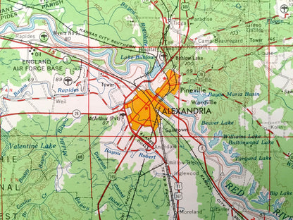 Antique Alexandria, Louisiana 1953 US Geological Survey Topographic Map – Pineville, Marksville, Lecompte, Natchitoches, Winnfield Colfax LA