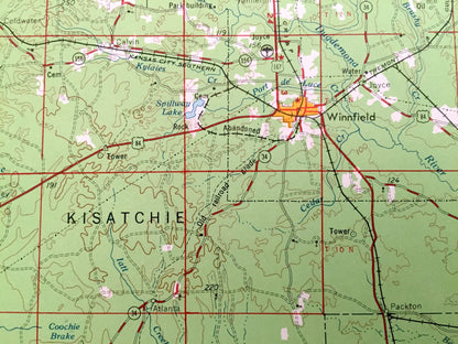Antique Alexandria, Louisiana 1953 US Geological Survey Topographic Map – Pineville, Marksville, Lecompte, Natchitoches, Winnfield Colfax LA