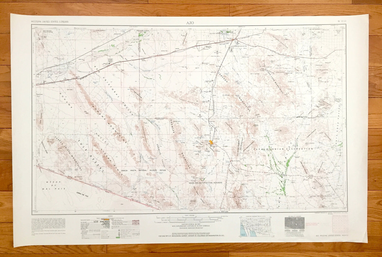 Antique Ajo, Arizona 1962 US Geological Survey Topographic Map – Roswood, Gila Bend, Schuchuli, Quijotoa, Big Horn, Freeman, Smurr Mohawk AZ