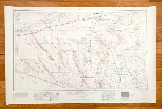 Antique Ajo, Arizona 1962 US Geological Survey Topographic Map – Roswood, Gila Bend, Schuchuli, Quijotoa, Big Horn, Freeman, Smurr Mohawk AZ