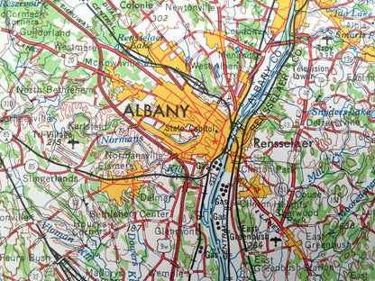 Antique Albany, New York 1962 US Geological Survey Topographic Map – Berkshires, Troy, Schenectady, Hudson, Catskill, Watervliet, Cohoes, MA