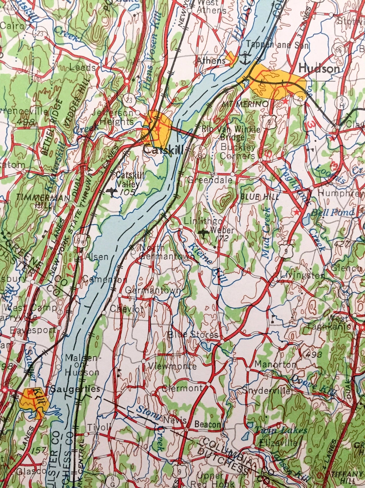 Antique Albany, New York 1962 US Geological Survey Topographic Map – Berkshires, Troy, Schenectady, Hudson, Catskill, Watervliet, Cohoes, MA