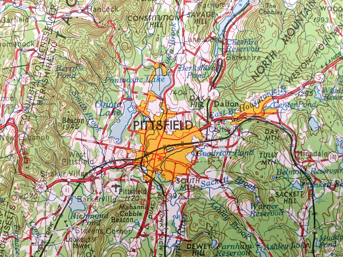 Antique Albany, New York 1962 US Geological Survey Topographic Map – Berkshires, Troy, Schenectady, Hudson, Catskill, Watervliet, Cohoes, MA