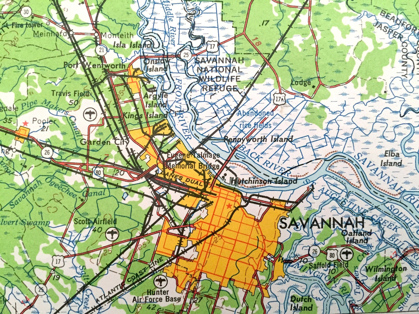 Antique Savannah, Georgia 1961 US Geological Survey Topographic Map – South Carolina, Statesboro, Claxton, Sylvania, Millen, Bloomingdale GA