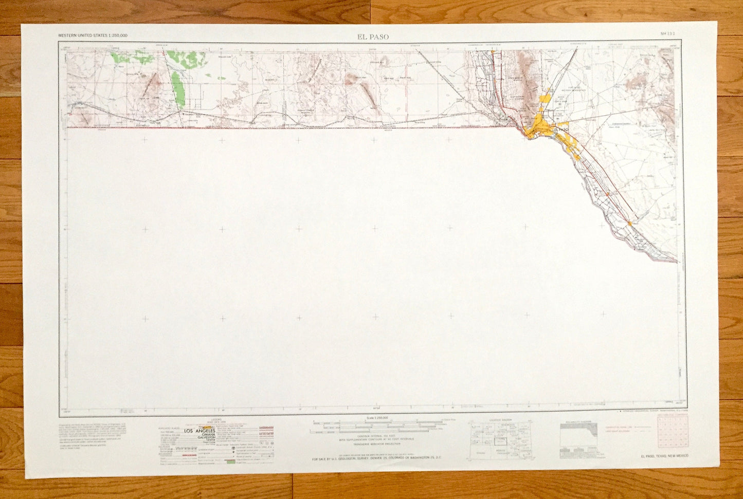 Antique El Paso, Texas 1965 US Geological Survey Topographic Map – Fabens, Clint, Canutillo, San Elizario, Smeltertown, Anthony, New Mexico