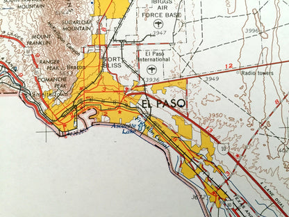 Antique El Paso, Texas 1965 US Geological Survey Topographic Map – Fabens, Clint, Canutillo, San Elizario, Smeltertown, Anthony, New Mexico