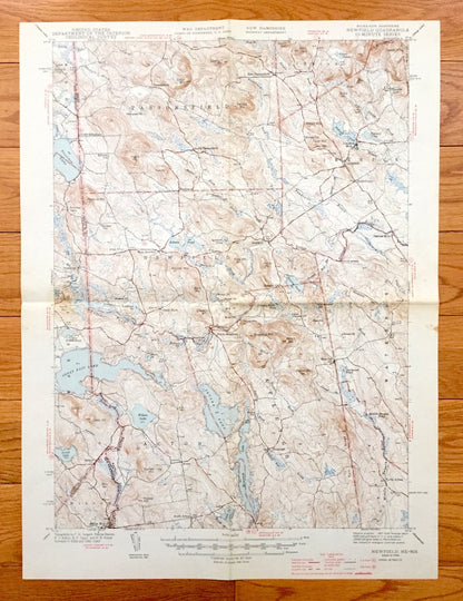 Antique Newfield, Maine 1944 US Geological Survey Topographic Map – Parsonsfield, Limerick, Waterboro, Alfred & Milton, New Hampshire ME NH