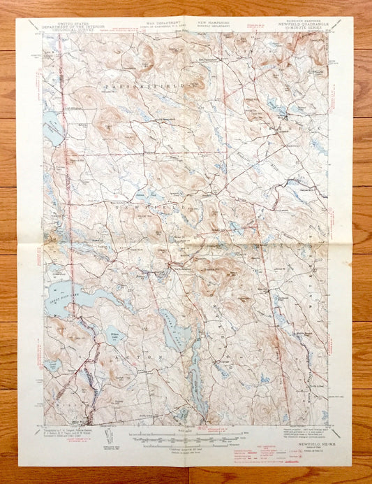 Antique Newfield, Maine 1944 US Geological Survey Topographic Map – Parsonsfield, Limerick, Waterboro, Alfred & Milton, New Hampshire ME NH
