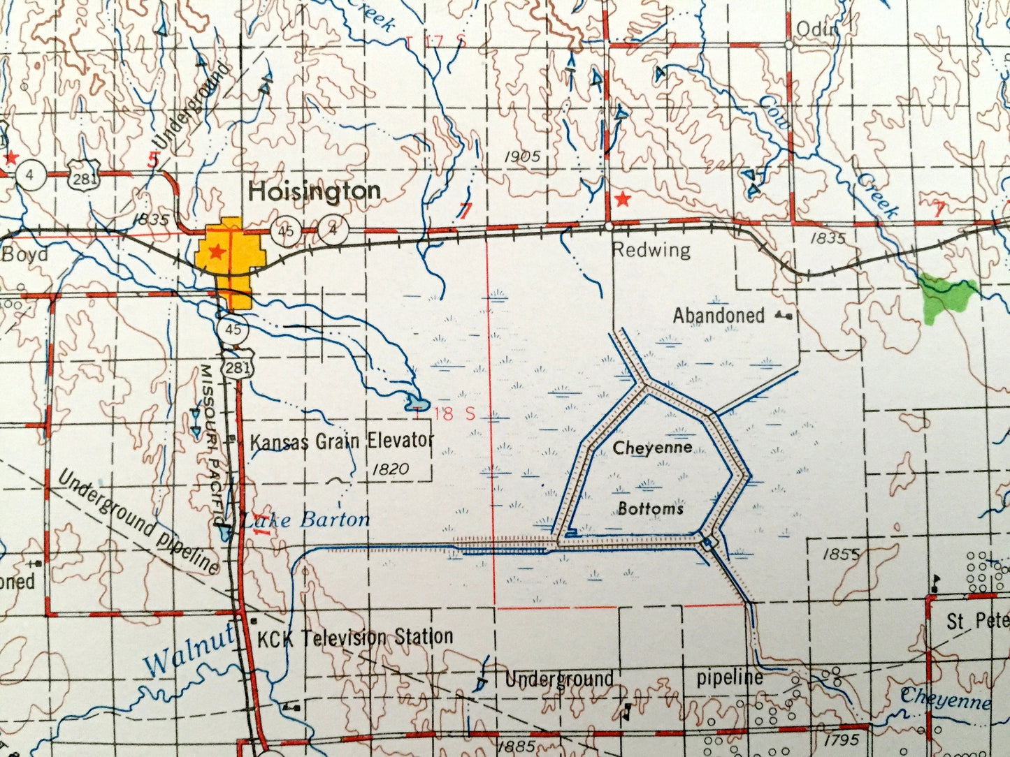 Antique Great Bend, Kansas 1958 US Geological Survey Topographic Map – Hoisington, Ellinwood, Larned, La Crosse, Ness City, Hays, Ellsworth