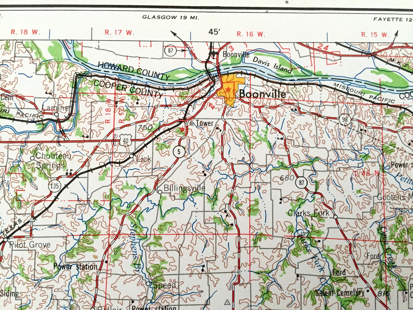 Antique Jefferson City, Missouri 1959 US Geological Survey Topographic Map – Columbia, Sedalia, Clinton, Warrensburg, Sweet Spring, Tipton