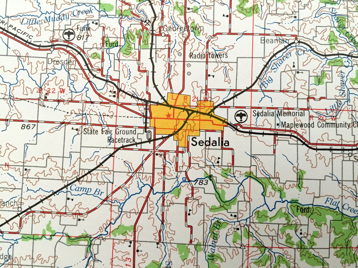Antique Jefferson City, Missouri 1959 US Geological Survey Topographic Map – Columbia, Sedalia, Clinton, Warrensburg, Sweet Spring, Tipton
