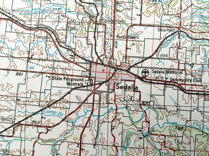 Antique Jefferson City, Missouri 1955 US Geological Survey Topographic Map – Columbia, Sedalia, Clinton, Warrensburg, Sweet Spring, Tipton