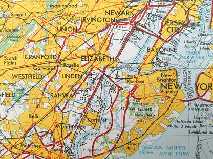 Antique Newark, New Jersey 1944 US Geological Survey Topographic Map – Elizabeth, Hoboken, Paterson, Trenton, Asbury Park, Philadelphia