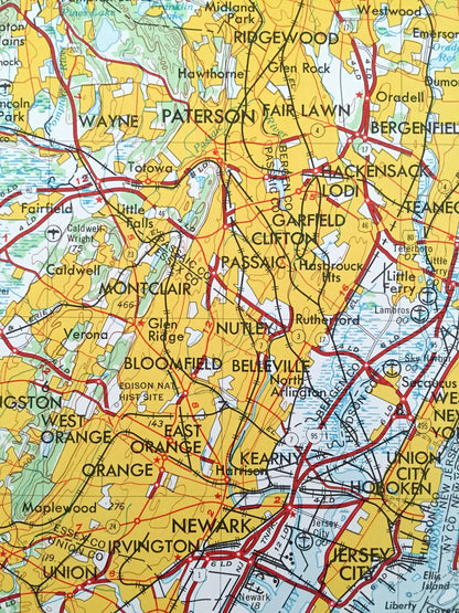 Antique Newark, New Jersey 1944 US Geological Survey Topographic Map – Elizabeth, Hoboken, Paterson, Trenton, Asbury Park, Philadelphia
