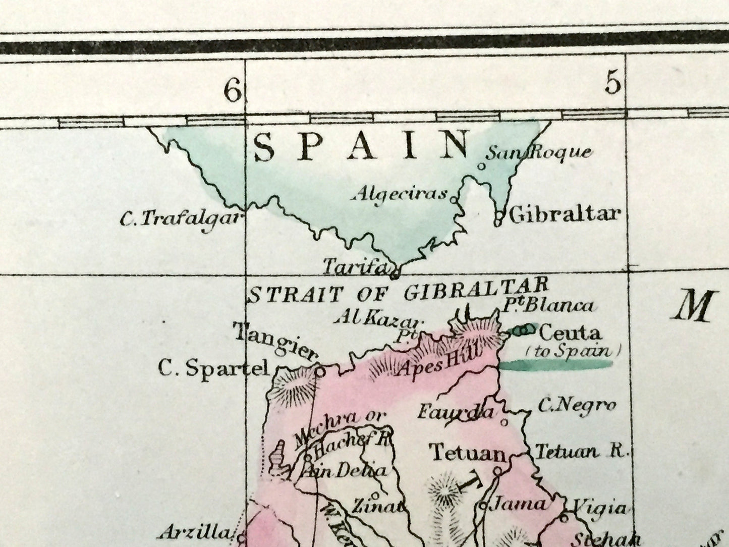 Antique 1863 Morocco Map by Weller & Weekly Dispatch – Strait of Gibraltar, Atlas Mountains, Algeria, Tangier, Rabat, Marrakesh, Fez, Oran