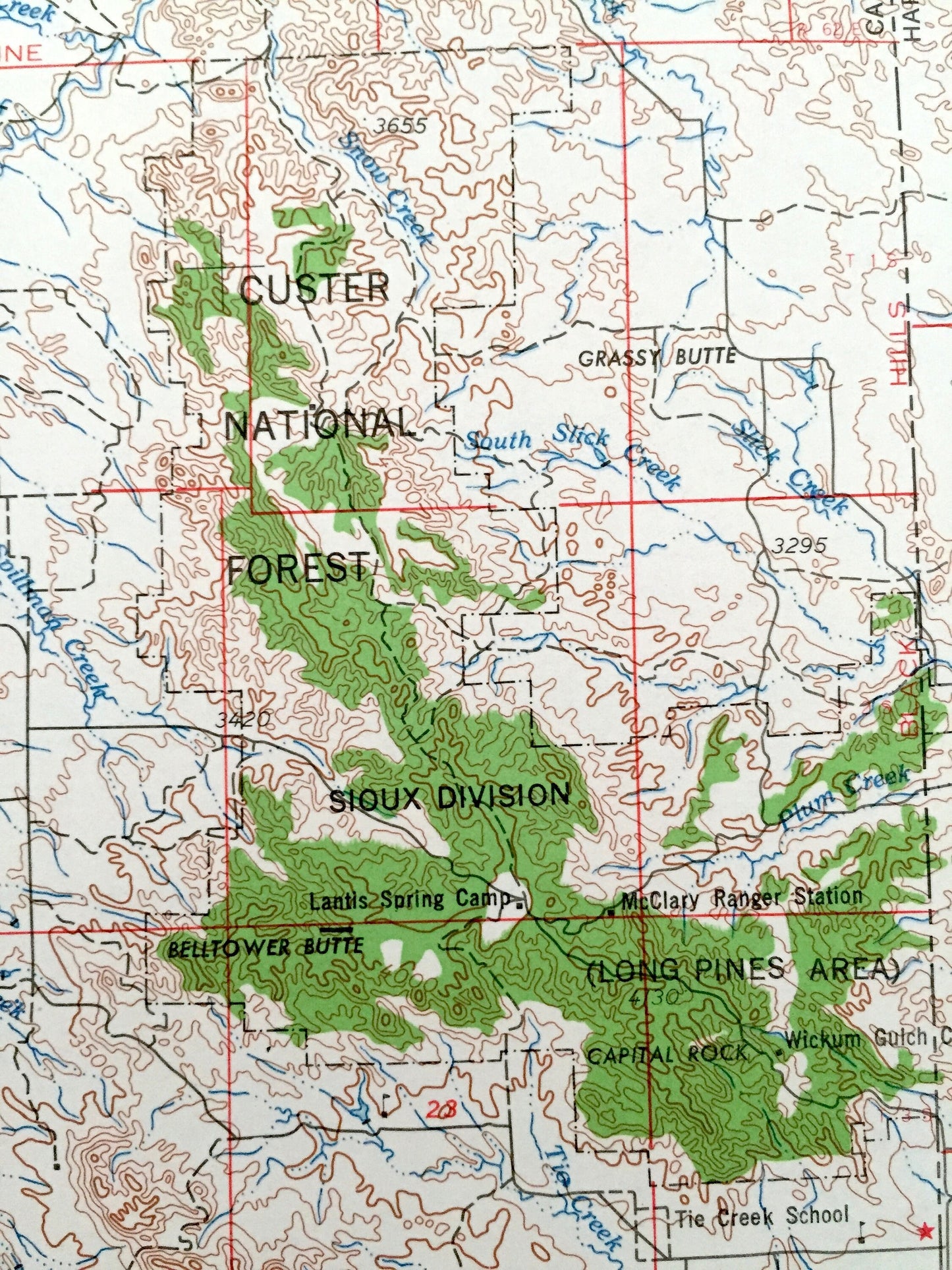 Antique Ekalaka, Montana 1965 US Geological Survey Topographic Map – Broadus, Volborg, Epsie, Boyes Hammond Alzada Custer National Forest MT