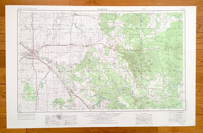 Antique Lubbock, Texas 1954 US Geological Survey Topographic Map – Slaton, Tahoka, Idalou, Abernathy, Floydada, Crosbyton, Aspermont Spur TX