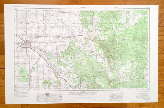 Antique Lubbock, Texas 1954 US Geological Survey Topographic Map – Slaton, Tahoka, Idalou, Abernathy, Floydada, Crosbyton, Aspermont Spur TX