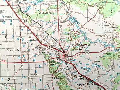 Antique Lubbock, Texas 1954 US Geological Survey Topographic Map – Slaton, Tahoka, Idalou, Abernathy, Floydada, Crosbyton, Aspermont Spur TX
