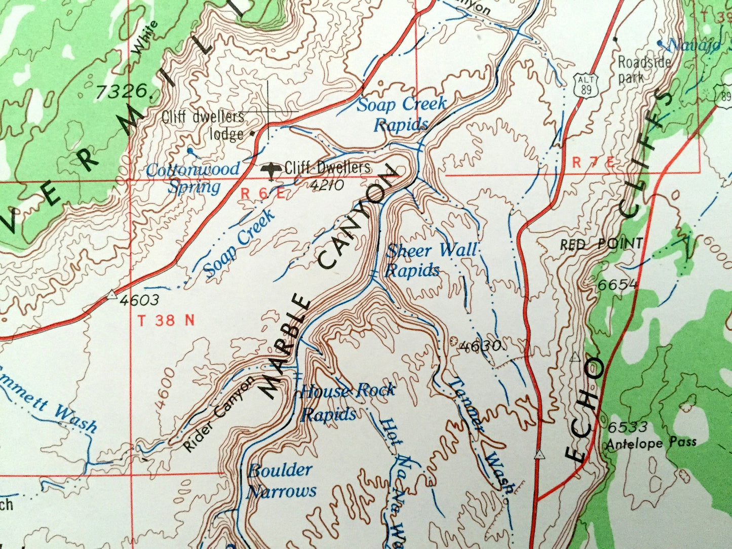 Antique Marble Canyon, Arizona 1956 US Geological Survey Topographic Map – Tuba City, Moenkopi, Page, Kaibito, Shonto, Colorado River, Utah