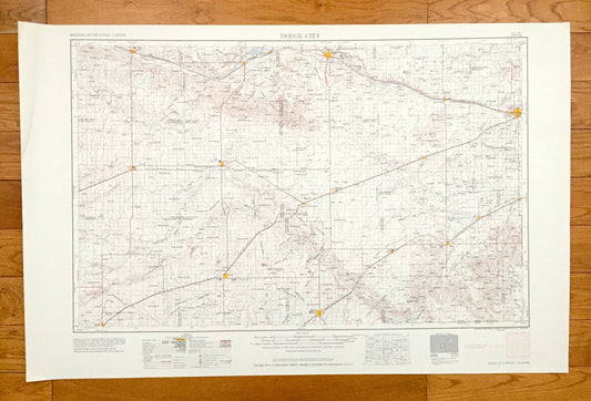 Antique Dodge City, Kansas 1959 US Geological Survey Topographic Map – Cimarron, Ulysses, Hugoton, Elkhart, Liberal, Plains, Meade, Fowler