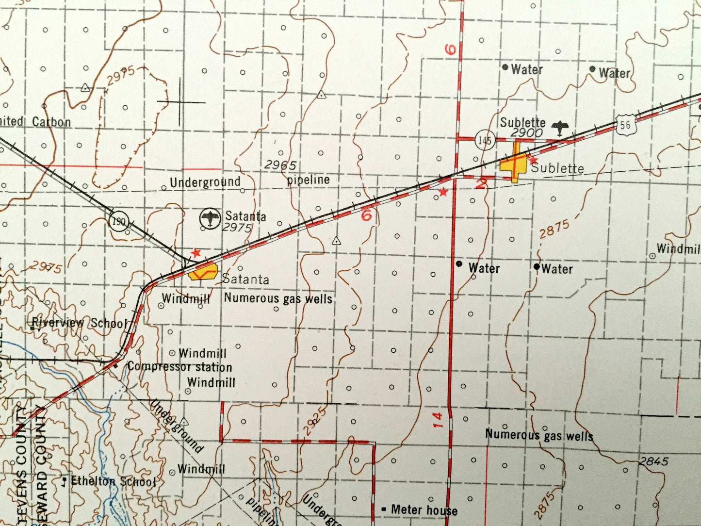 Antique Dodge City, Kansas 1959 US Geological Survey Topographic Map – Cimarron, Ulysses, Hugoton, Elkhart, Liberal, Plains, Meade, Fowler