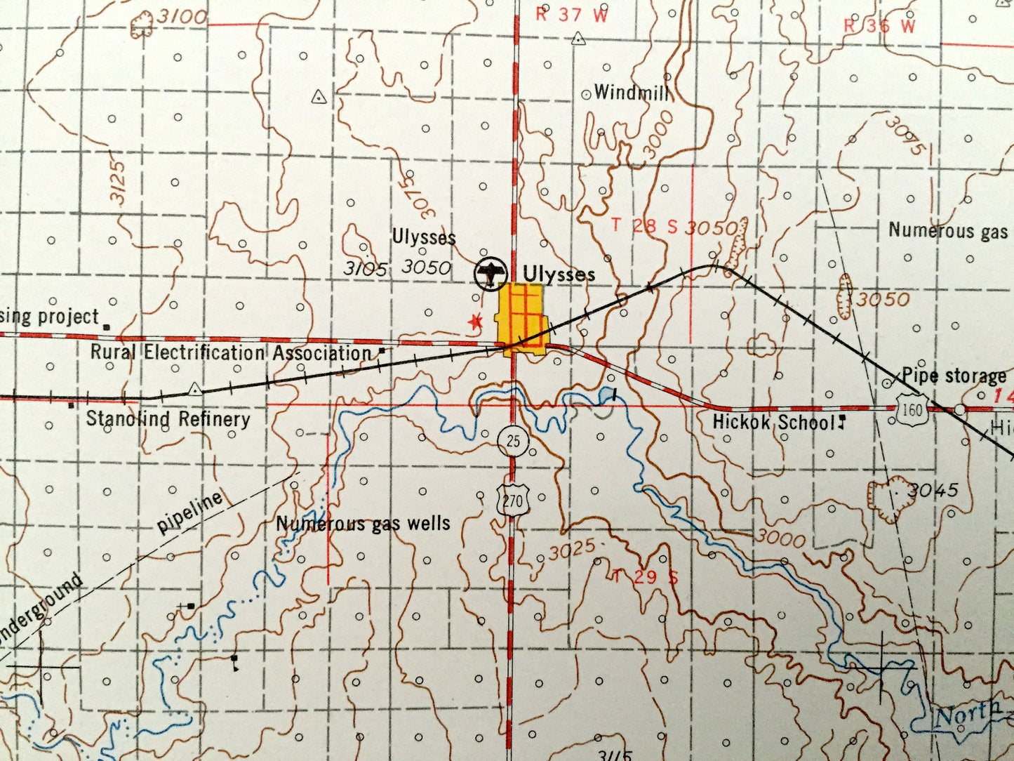 Antique Dodge City, Kansas 1959 US Geological Survey Topographic Map – Cimarron, Ulysses, Hugoton, Elkhart, Liberal, Plains, Meade, Fowler