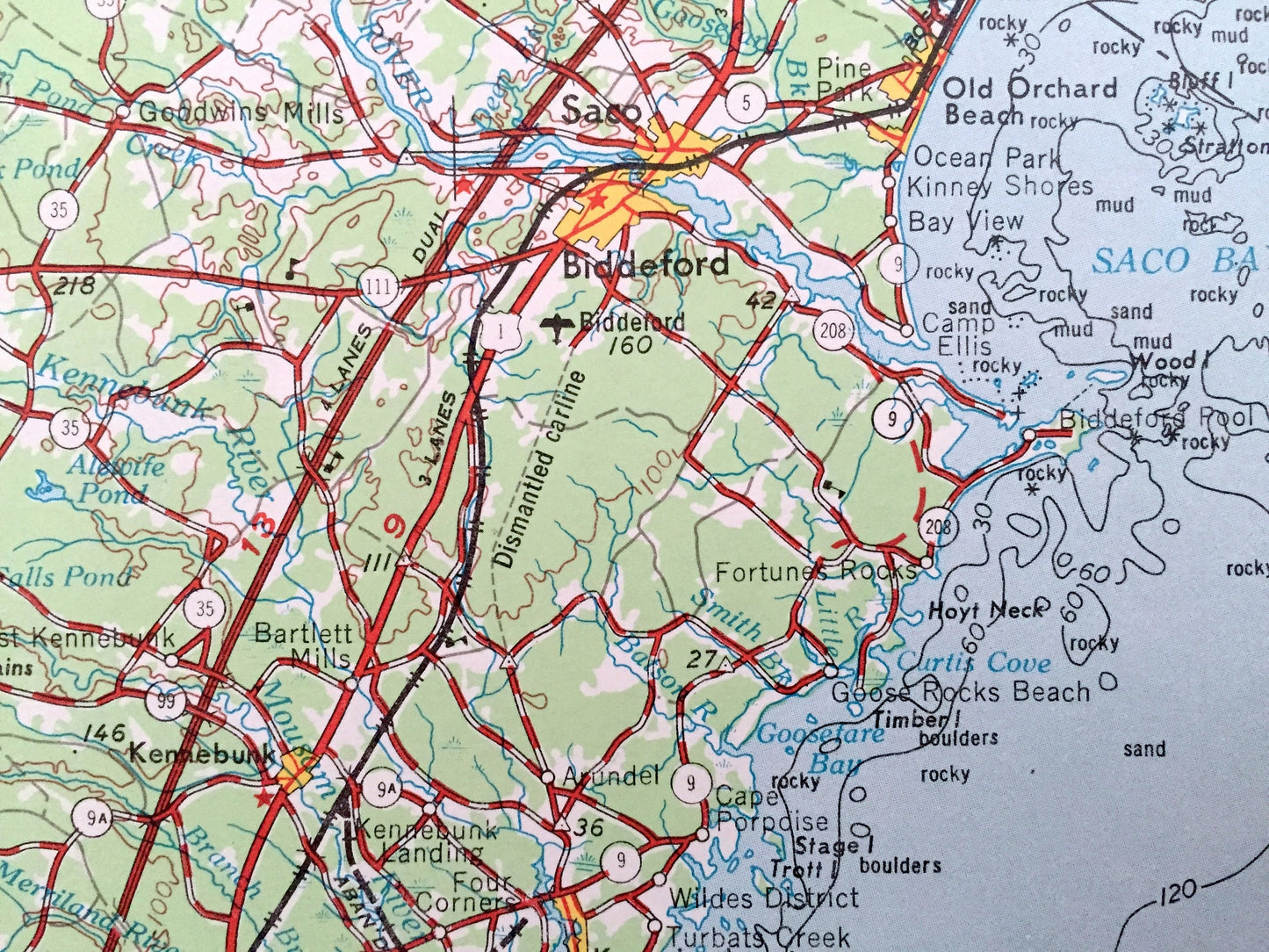 Antique Portland, Maine 1956 US Geological Survey Topographic Map – Westbrook, Sanford, Kittery, Biddeford, Saco, Yarmouth Sebago Lake ME NH