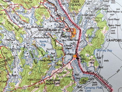 Antique Eastport, Maine 1961 US Geological Survey Topographic Map – Lubec, Machias, Jonesport, Moose Island Dennysville Washington County ME