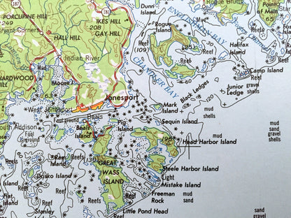 Antique Eastport, Maine 1961 US Geological Survey Topographic Map – Lubec, Machias, Jonesport, Moose Island Dennysville Washington County ME