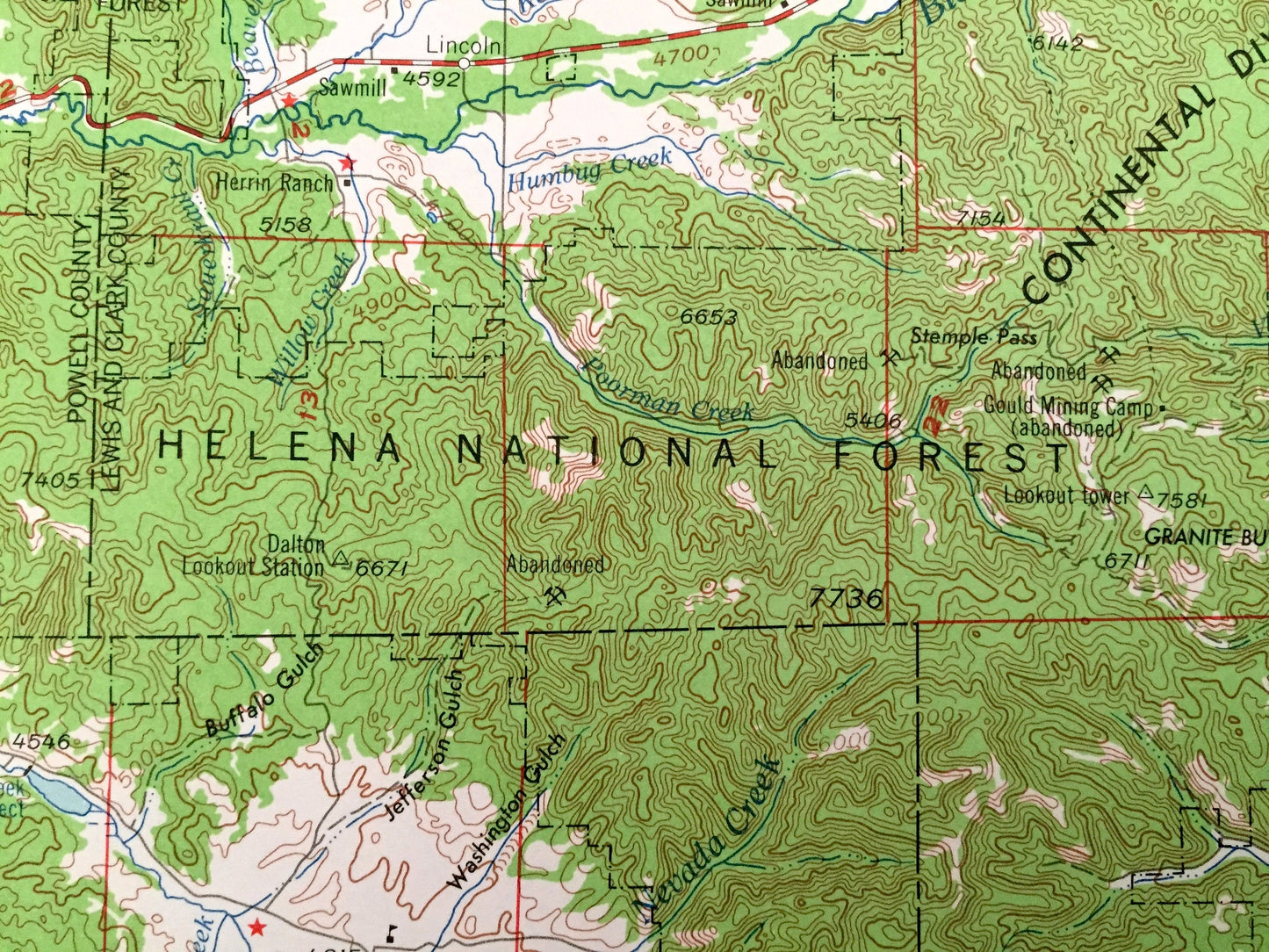 Antique Butte, Montana 1962 US Geological Survey Topographic Map – Helena, Deer Lodge, Anaconda, Boulder, Missoula, Continental Divide, MT