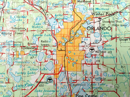 Antique Orlando, Florida 1955 US Geological Survey Topographic Map – Kissimmee, Cape Canaveral, Winter Park, Pine Castle, Lakeland Eustis FL