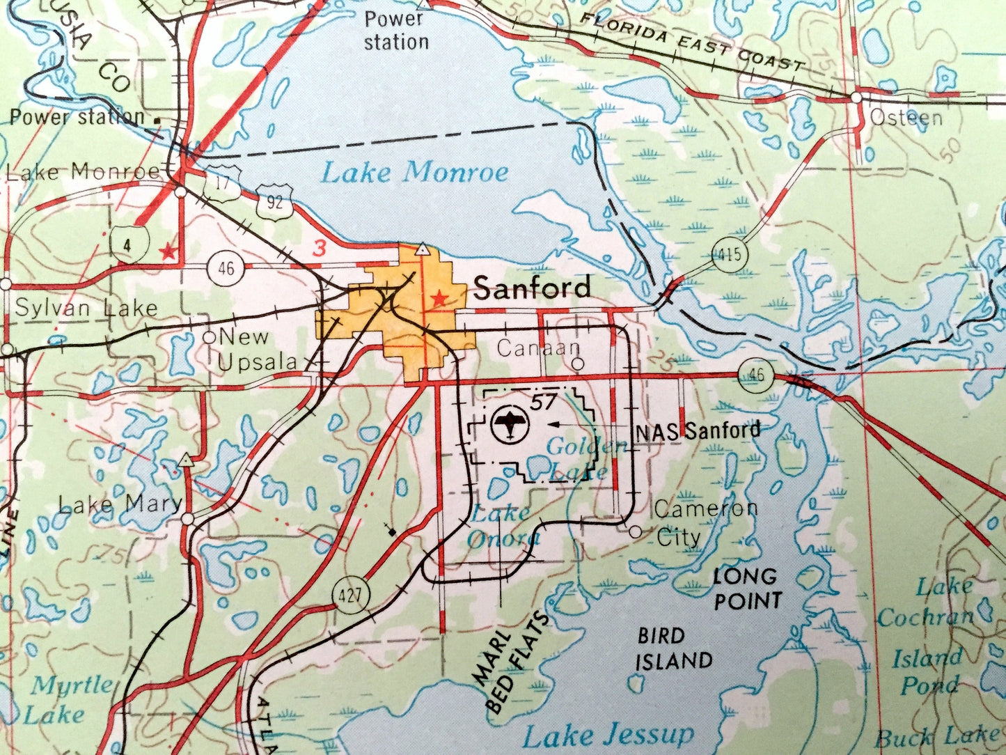 Antique Orlando, Florida 1955 US Geological Survey Topographic Map – Kissimmee, Cape Canaveral, Winter Park, Pine Castle, Lakeland Eustis FL