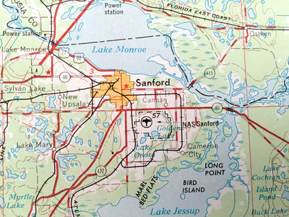 Antique Orlando, Florida 1955 US Geological Survey Topographic Map – Kissimmee, Cape Canaveral, Winter Park, Pine Castle, Lakeland Eustis FL