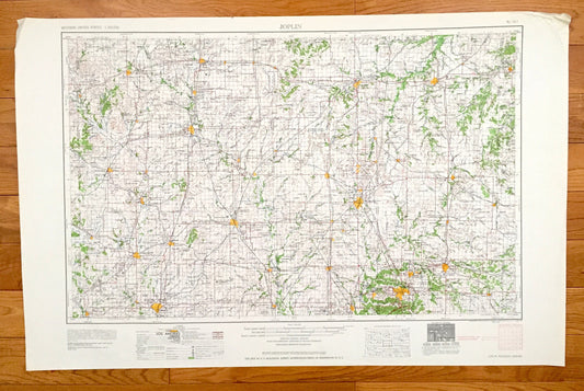 Antique Joplin, Missouri 1959 US Geological Survey Topographic Map – Webb City, Carthage, Sarcoxie, Jasper, Golden City Lamar Carterville MO