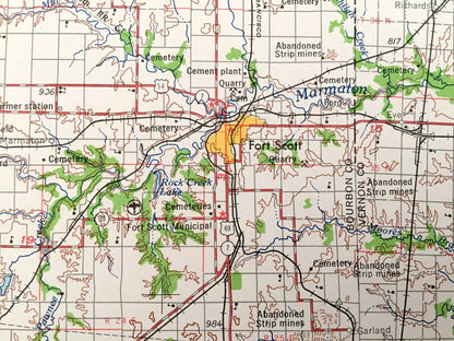 Antique Joplin, Missouri 1959 US Geological Survey Topographic Map – Webb City, Carthage, Sarcoxie, Jasper, Golden City Lamar Carterville MO